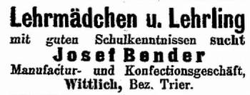 Bender Lehrling 1905
