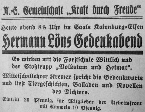 15 Löns KDF 25.9.1934 500