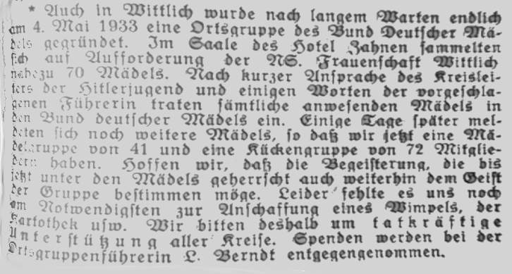 16 BDM Gründung WTB WTB 26 5 33 Nr 726