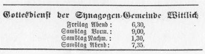 Gottesdienstzeiten SynagogengemeindeWil WK 400